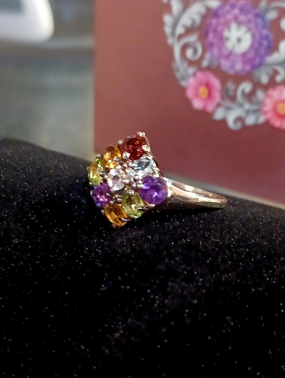 Multicolor Gemstone Cluster Ring - Women Jewelry